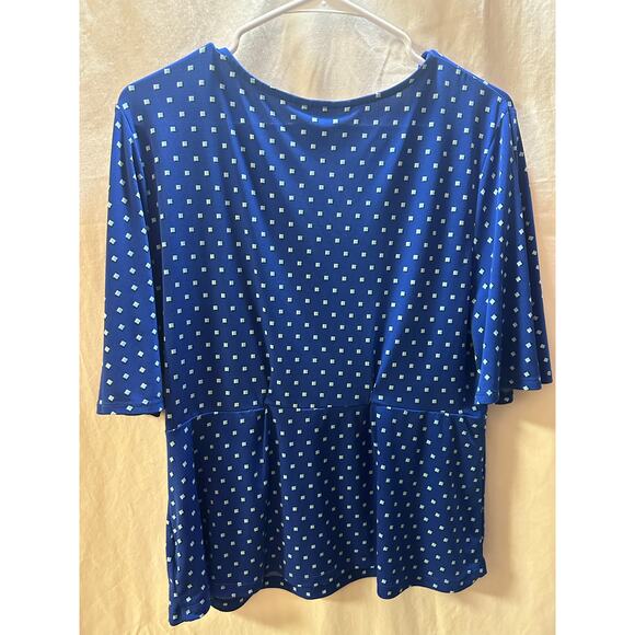Liz Claiborne Blue Geometric Print Wrap Top | Size M - Picture 12 of 13